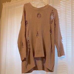 Distressed oversized sweater